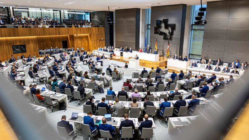 Abgeordnete im Plenarsaal einer Sitzung des Landtags in Niedersachsen.