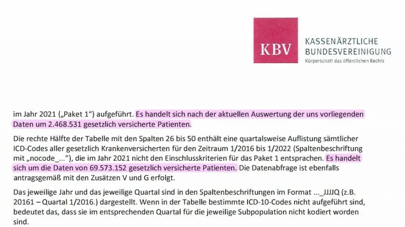 KBV-Stellungnahme zur Datenanalyse von Tom Lausen (Ausschnitt)