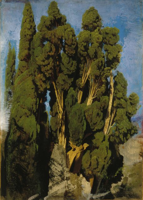 Ölmalerei „Zypressen im Park der Villa d'Este in Tivoli“ (1850)