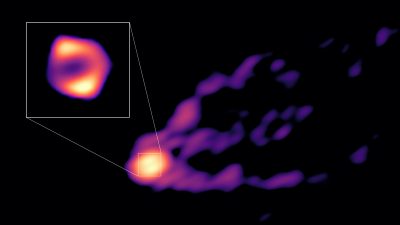 Schwarzes Loch: Neue Bilder zeigen glühenden, flauschigen Ring und rasanten Materiestrahl