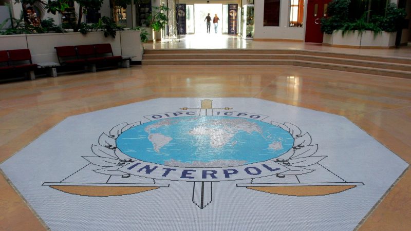 Die Eingangshalle der Interpol-Zentrale in Lyon.