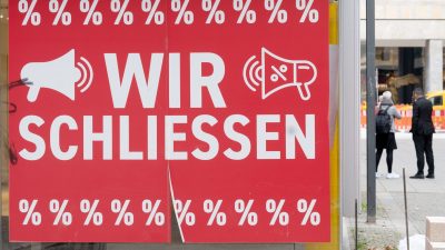 «Wir schließen»: Auch Deutschland nahm die Zahl der Unternehmensinsolvenzen zu.
