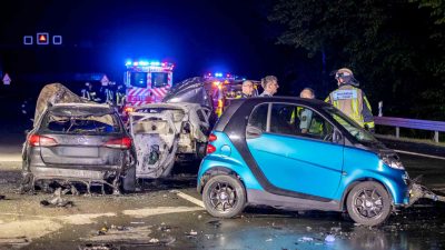 Verkehrsunfall auf der A43 mit 17 Verletzten – Zwei Autos ausgebrannt