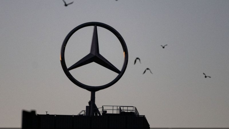 Vögel fliegen um einen Mercedes-Stern: Der  Autobauer hat Zahlen für das zweite Quartal 2023 bekanntgegeben.