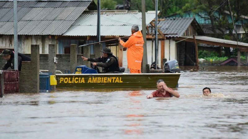 Ganze Dörfer im Bundesstaat Rio Grande do Sul sind überschwemmt.