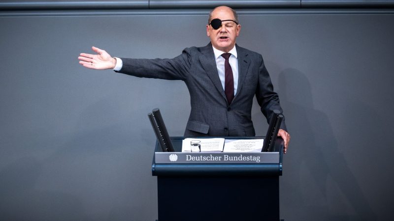 Bundeskanzler Olaf Scholz während seiner Rede im Bundestag.
