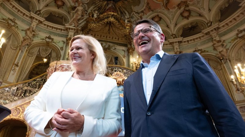 Die Spitzenkandidaten für die Landtagswahl in Hessen: Nancy Faeser (SPD) und Boris Rhein (CDU).