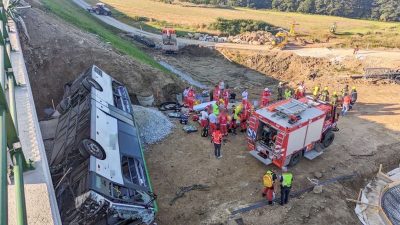 Bus stürzt in Österreich von Brücke – mehrere Verletzte