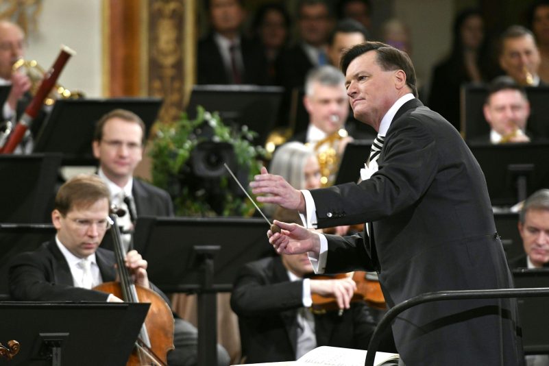 Dirigent Christian Thielemann und die Wiener Philharmoniker beim Neujahrskonzert 2019.