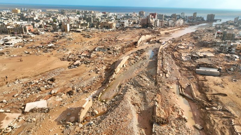 Die verwüstete Hafenstadt Darna nach dem verheerenden Unwetter.