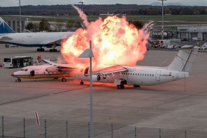 Feuerball am Flughafen: Proben den Notfall