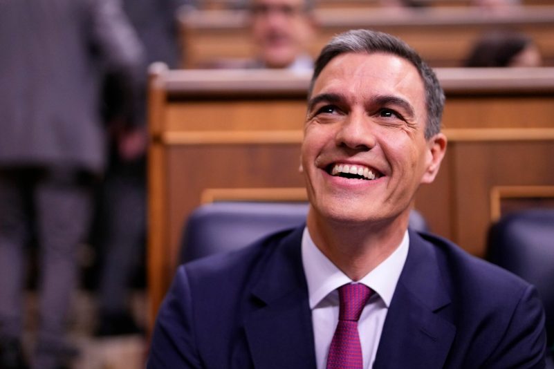Pedro Sanchez, Ministerpräsident von Spanien, während der Amtseinführungsdebatte im spanischen Parlament.