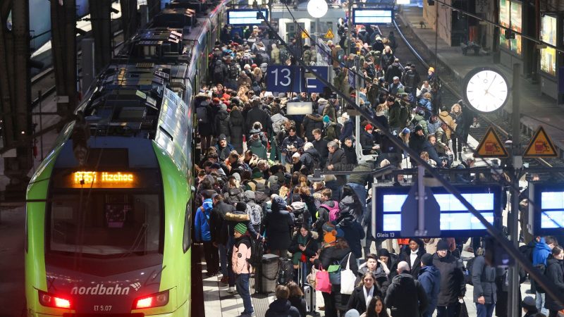 Es wimmelt am Hamburger Hauptbahnhof: Reisende versuchen noch schnell an ihr Ziel zu gelangen, bevor der 24-stündige Warnstreik der Gewerkschaft Deutscher Lokführer den Verkehr lahmlegen wird.