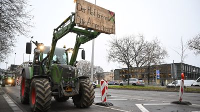 Landwirte demonstrieren vor dem baden-württembergischen Landtag in Stuttgart gegen die Agrarpolitik der Bundesregierung.