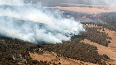 Brandgefahr im Südosten Australiens: Buschfeuer und starker Wind