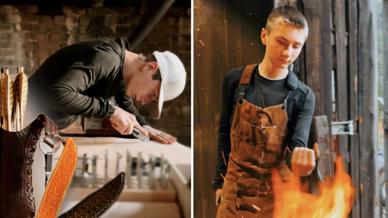 Talent im Handwerk: Lincoln Cashell bearbeitet Holz, Metall und Leder