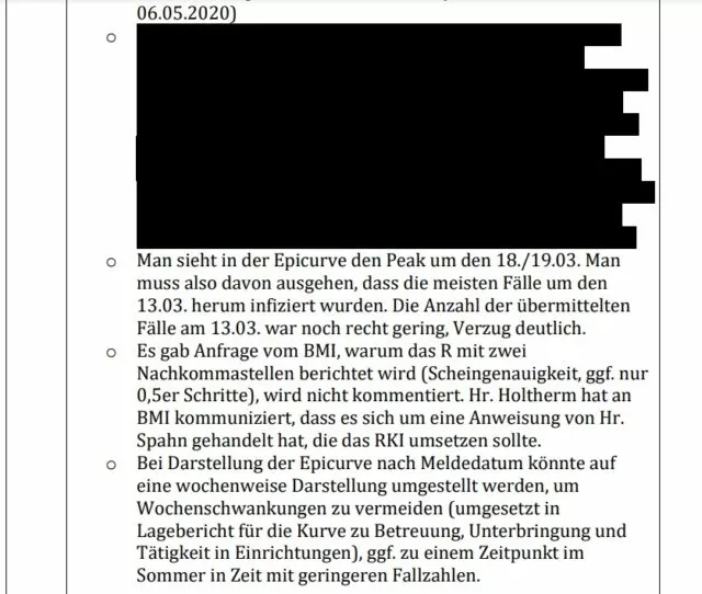 Am 06.05.21 war im RKI-Krisenstab von BMG-Mitarbeiter Hans-Ulrich Holtherm, einem Generalarzt, die Rede. Es ging um eine Anweisung von BMG-Chef Spahn, den R-Wert auf zwei Kommastellen genau auszuweisen.Foto: RKI-Files, veröffentlicht vom „Multipolar-Magazin“ am 20. März 2024