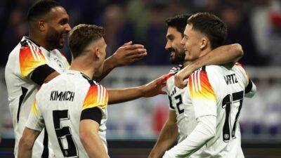 Die deutsche Nationalmannschaft um Jonathan Tah, Joshua Kimmich, Ilkay Gündogan und Florian Wirtz (l-r) lieferte in Lyon ab.