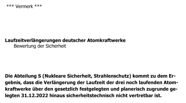 Enthüllt: Grüne haben Ratschläge von Experten zur KKW-Laufzeitverlängerung umgedreht