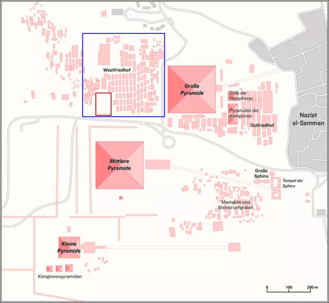 Karte des Pyramidenkomplexes von Gizeh
