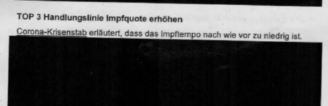 Ausschnitt des Sitzungsprotokolls vom 25. Februar 2022: Noch immer unzufrieden mit dem „Impftempo“. Foto: Screenshot der „BreuerFiles“