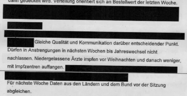 Ausschnitt des Sitzungsprotokolls des Bund-Länder-Krisenstabs vom 16. Dezember 2021: Kommunikation entscheidend. Foto: Screenshot der „BreuerFiles“