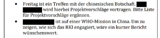 RKI-Files vom 14. Februar 2020: Ein RKI-Mitarbeiter durfte per „WHO-Mission“ zum Ortstermin nach China reisen. Foto/Screenshot: RKI