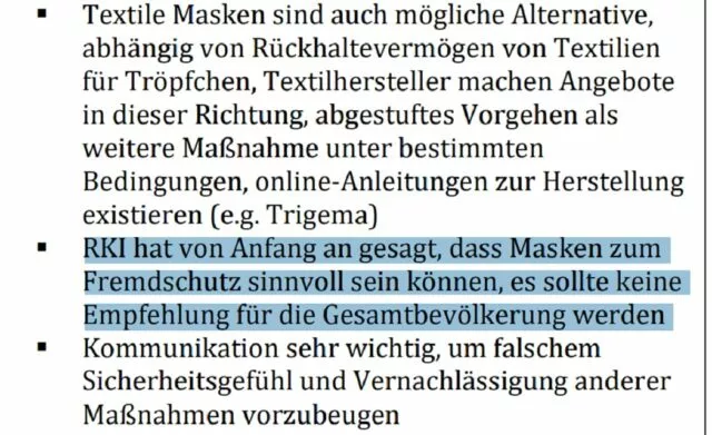 RKI-Files vom 16. März 2020: Das RKI revidierte seine Aussage zu Masken, Hintergrund unklar. Foto/Screenshot: RKI