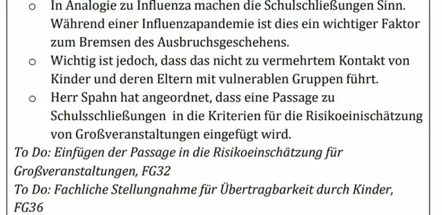 RKI-Files vom 16. März 2020: Spahn sah Schulschließungen nicht mehr als Tabu. Quelle: RKI
