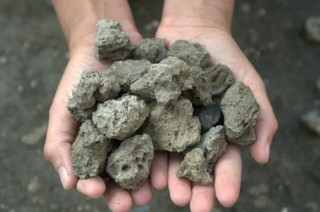 Ausgeworfenes Vulkangestein das in der Villa gefunden wurde
