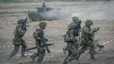 Die Bundeswehr beteiligte sich unter anderem mit einem Großmanöver mit dem Namen Quadriga 2024 an Steadfast Defender.