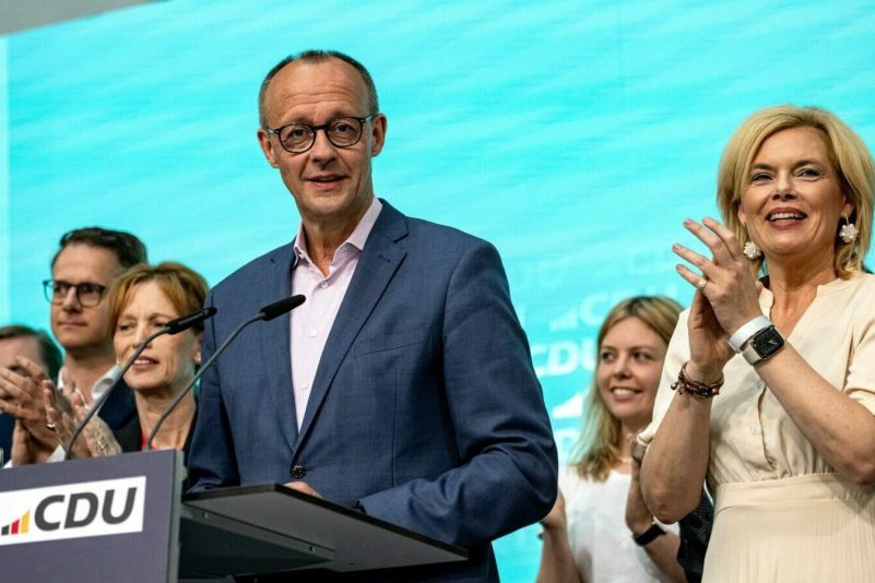 CDU-Chef Friedrich Merz forderte die Bundesregierung aus SPD, FDP und Grünen auf zu akzeptieren, dass die Union in Deutschland die Europawahl gewonnen hat.