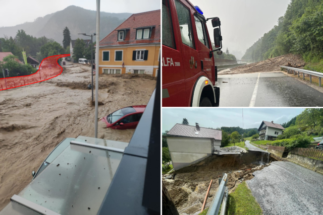 Hochwasser am Übelbach, Österreich