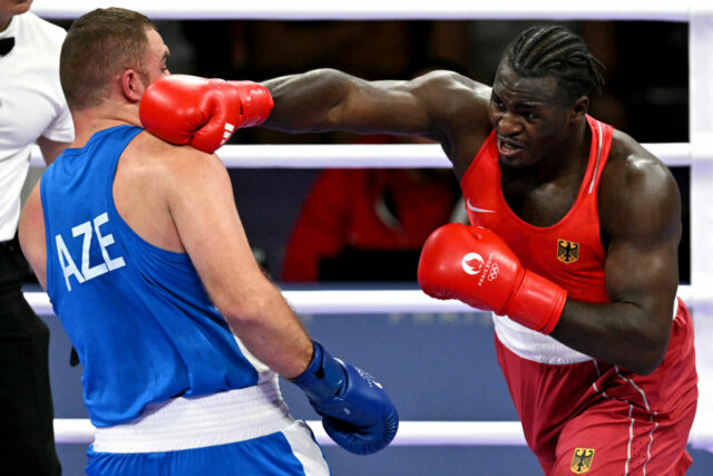 Olympischen Spiele mit Boxer Tiafack