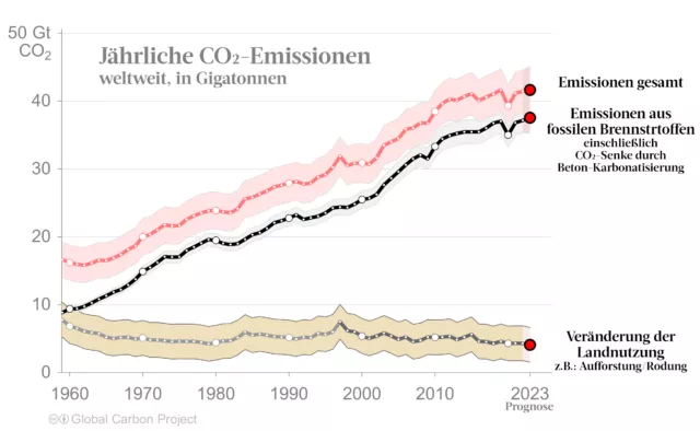 Seit 2010 stabilisieren sich die weltweiten CO₂-Emissionen. Aufforstungen verbessern die Bilanz weiter.
