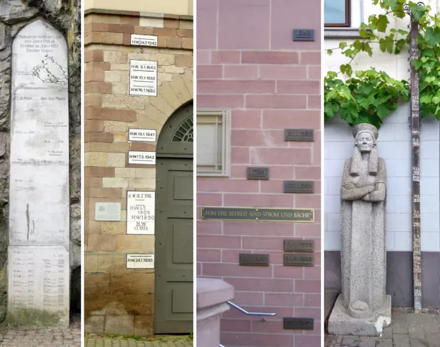 Pegelstände historischer Hochwasser in verschiedenen deutschen Städten.