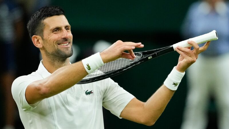 Novak Djokovic jubelt nach seinem Sieg über Holger Rune.