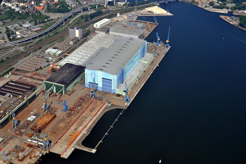 Blick auf die Volkswerft in Stralsund