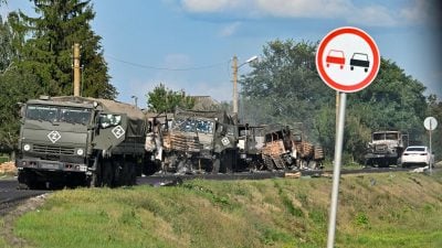 Russische Kolonne bei Kursk getroffen.