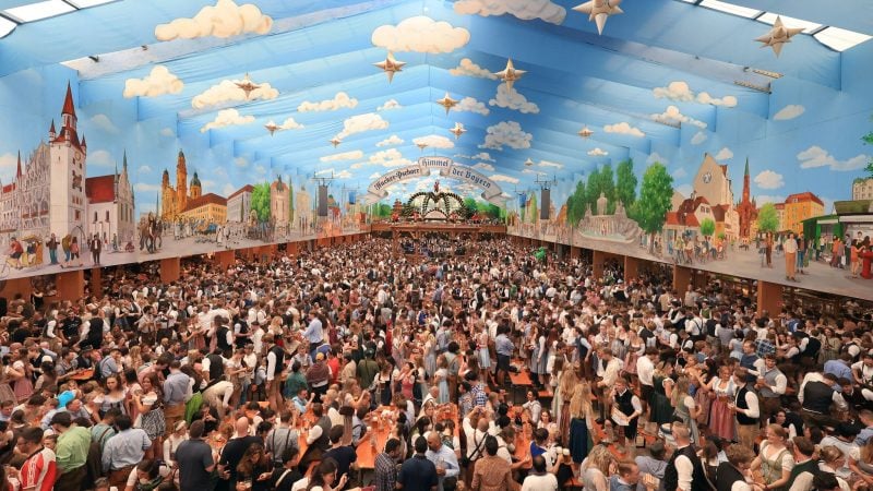 Das Feiern auf der Wiesn beginnt.