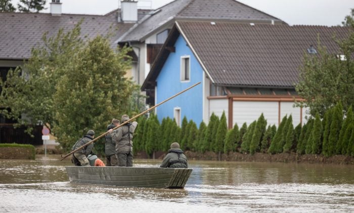 «Melker Pioniere» des österreichischen Bundesheeres sind in Niederösterreich im Hochwassereinsatz.