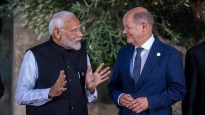 Russland, Wirtschaft, Sicherheit: Das sind drei der wichtigsten Themen, über die sich Kanzler Scholz und der indische Regierungschef Modi am Freitag unterhalten werden.