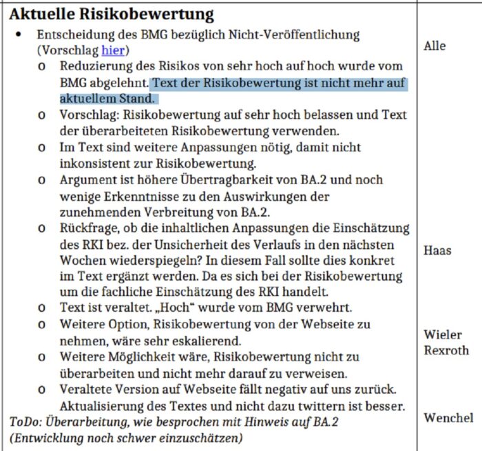 Grafik: Am 25. Februar 2022 musste das RKI seine Pläne zur Herabstufung der Corona-Risikobewertung erneut abblasen. Foto: Bildschirmfoto/rkileak.com