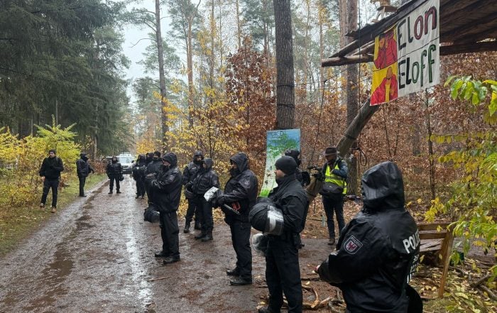 Die Polizei im Brandenburg entschied, die Besetzung des Waldstücks nahe der Tesla-Fabrik in Grünheide zu beenden. Seit Ende Februar protestieren dort Tesla-Gegner. 