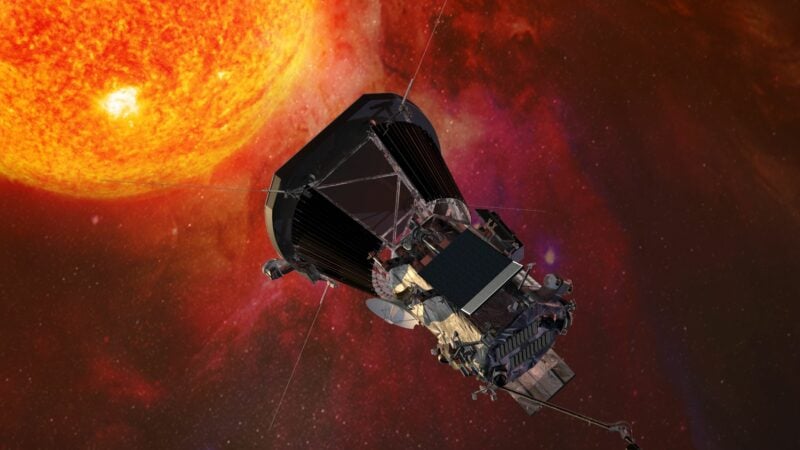 Die Computergrafik zeigt die «Parker Solar Probe»-Sonde der US-Raumfahrtbehörde Nasa auf dem Weg zur Sonne.