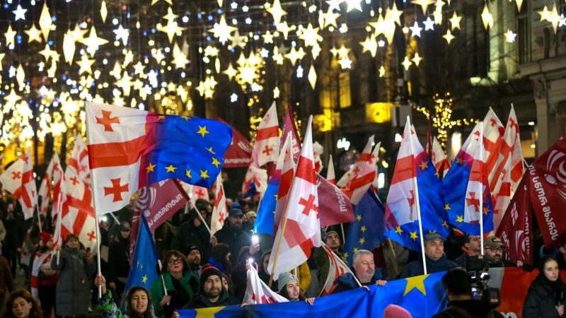 Regierungskritische Kundgebung vor dem Parlamentsgebäude in Tiflis