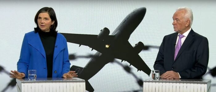 Katrin Göring-Eckardt (Grüne) und Wolfgang Kubicki (FDP) am 15. Januar 2025 im Rededuell beim Nachrichtensender „Welt“. Foto: Bildschirmfoto/YouTube/„Welt“