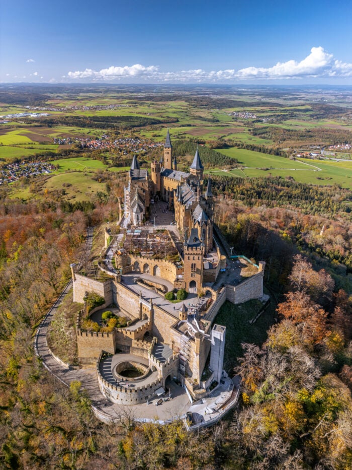 Luftaufnahme der Burg Hohenzollern