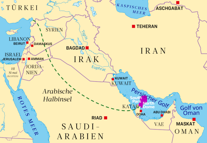 Ein bislang vom Assad-Regime blockiertes, 1.500 km lange Pipeline-Projekt könnte das größte Erdgasfeld der Welt North Dome (Katar)/South Pars (Iran) über die Türkei an Europa anbinden – und die Gaspreise weiter sinken lassen.