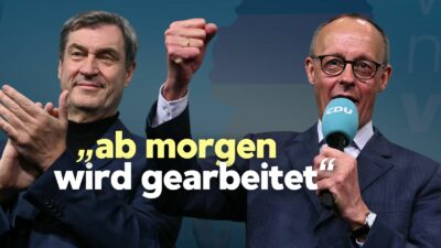 CDU-Chef Merz: „Heute Abend feiern wir und ab morgen früh wird gearbeitet“